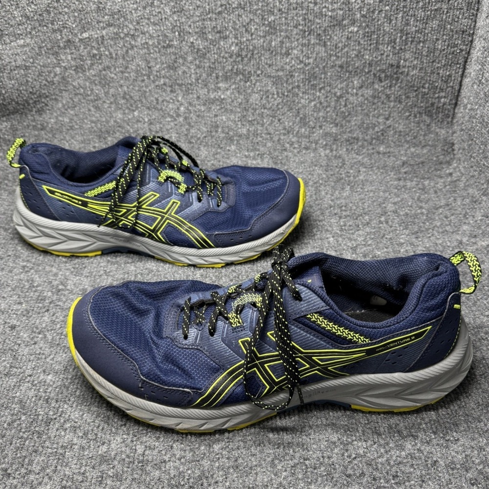 ASICS Gel Venture 9 Mens 13 Navy Yellow Trail Running Shoes 1011B486